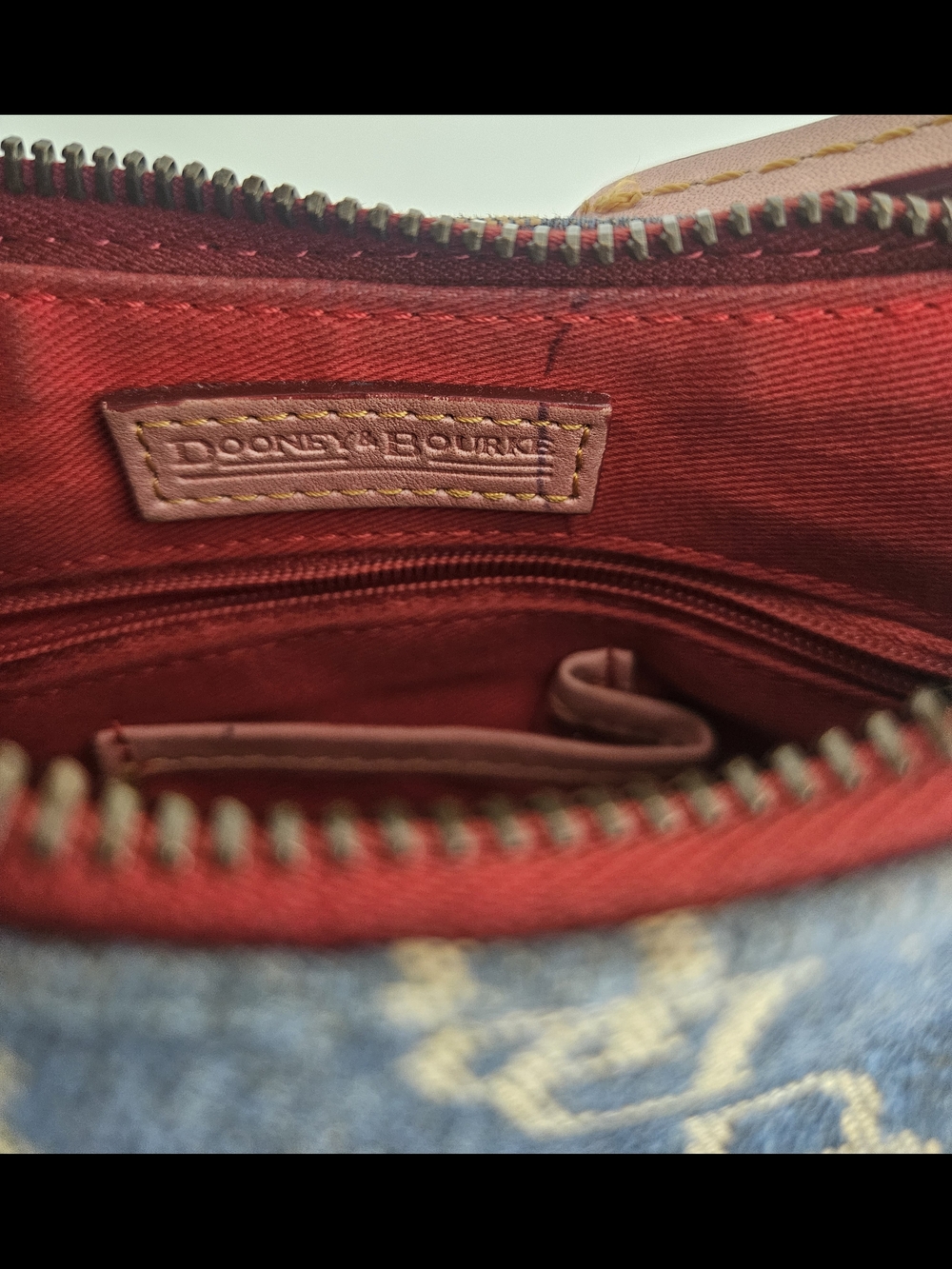 Dooney & Bourke Pink-Trim Denim Logo Shoulder Bag - Picture 8 of 8